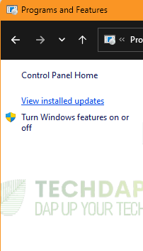 Selecting the "View Installed Programs" button
