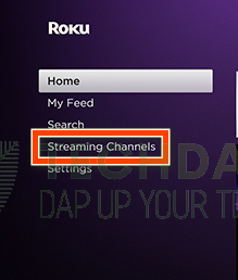 Selecting "Streaming Channels" option