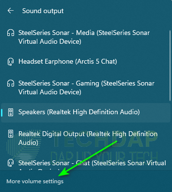 Selecting "More Volume Settings" option to fix Microphone not working in DayZ