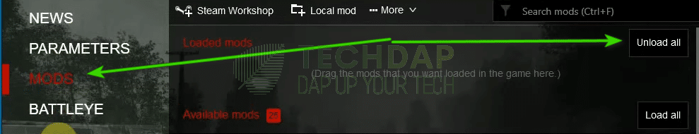 Unload All DayZ Mods