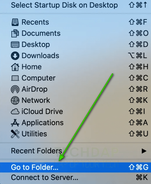 Select "GO to Folder" option